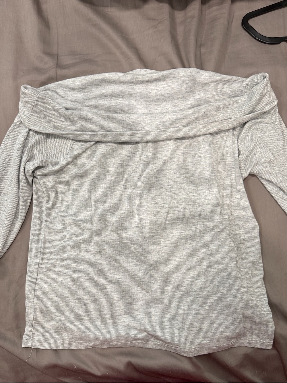 Cotton On Off-the-Shoulder Light Gray Ribbed Knit Sweater